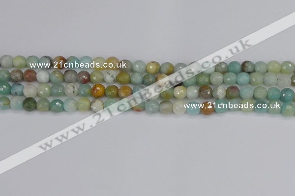 CAM1459 15.5 inches 6mm faceted round amazonite beads wholesale