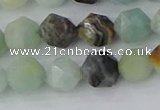 CAM1467 15.5 inches 8mm faceted nuggets black amazonite beads