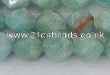 CAM1474 15.5 inches 10mm faceted nuggets Brazilian amazonite beads