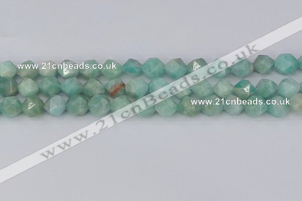 CAM1474 15.5 inches 10mm faceted nuggets Brazilian amazonite beads