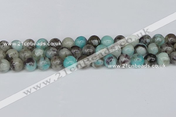 CAM1484 15.5 inches 12mm round Madagascar black amazonite beads