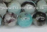 CAM1485 15.5 inches 14mm round Madagascar black amazonite beads