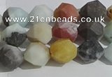 CAM1488 15.5 inches 8mm faceted nuggets matte black amazonite beads