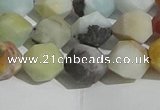 CAM1489 15.5 inches 10mm faceted nuggets matte black amazonite beads