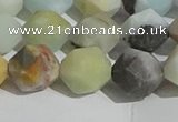 CAM1490 15.5 inches 12mm faceted nuggets matte black amazonite beads