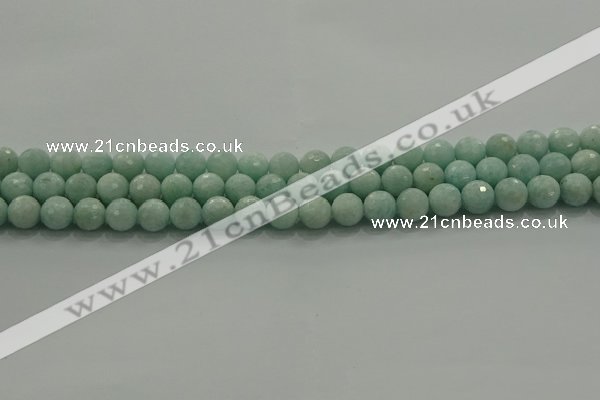 CAM1512 15.5 inches 8mm faceted round natural peru amazonite beads