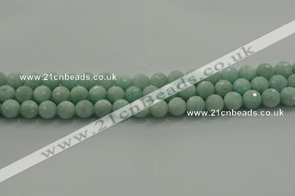 CAM1513 15.5 inches 10mm faceted round natural peru amazonite beads