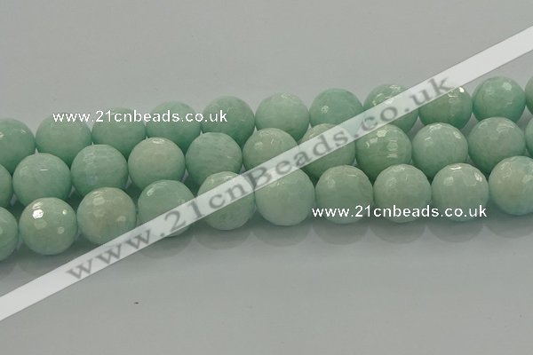 CAM1516 15.5 inches 16mm faceted round peru amazonite beads