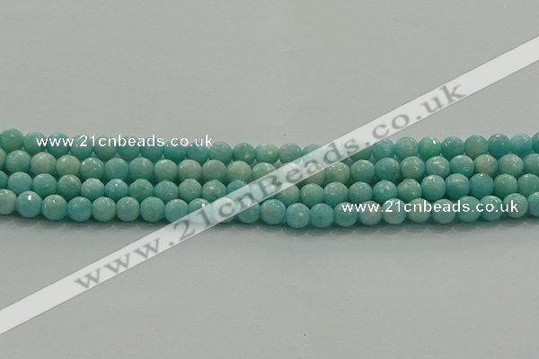 CAM1521 15.5 inches 6mm faceted round natural peru amazonite beads