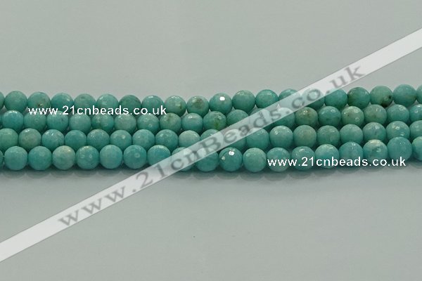 CAM1522 15.5 inches 8mm faceted round natural peru amazonite beads