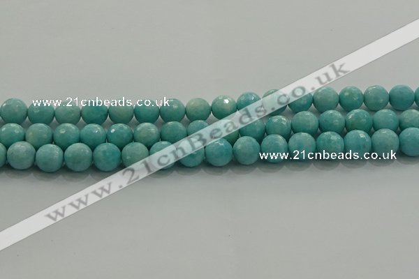 CAM1523 15.5 inches 10mm faceted round natural peru amazonite beads