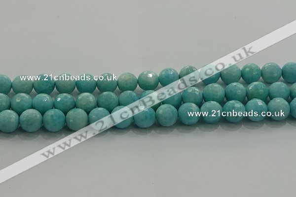 CAM1524 15.5 inches 12mm faceted round natural peru amazonite beads