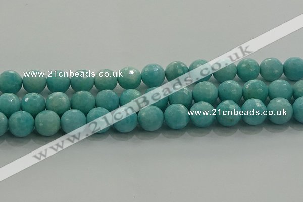 CAM1525 15.5 inches 14mm faceted round natural peru amazonite beads