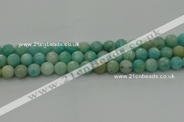 CAM1563 15.5 inches 10mm faceted round Russian amazonite beads