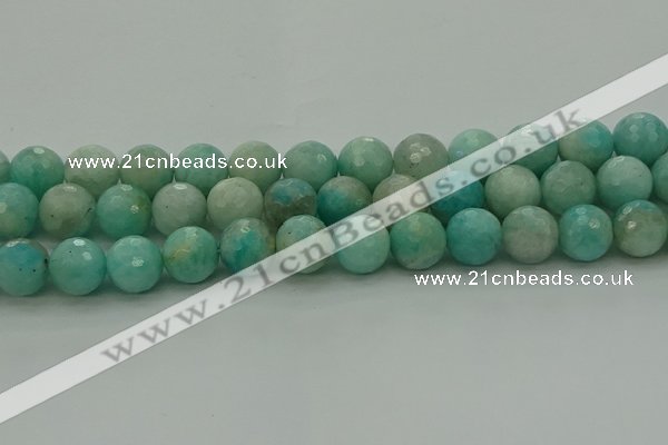 CAM1565 15.5 inches 14mm faceted round Russian amazonite beads