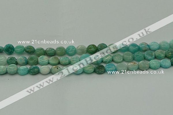 CAM1591 15.5 inches 8mm flat round Russian amazonite beads