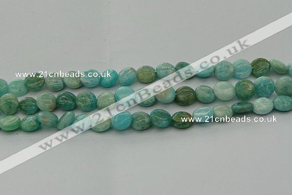 CAM1592 15.5 inches 10mm flat round Russian amazonite beads