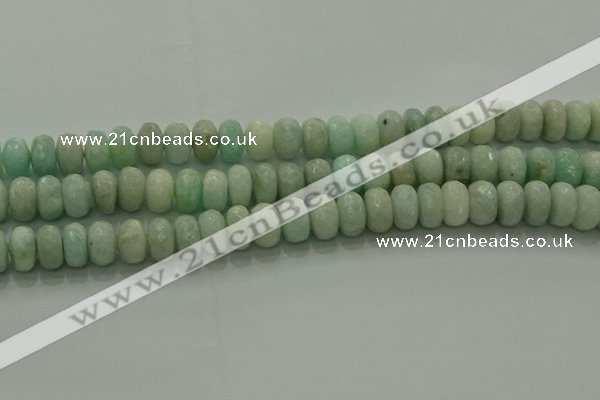 CAM1613 15.5 inches 6*10mm faceted rondelle peru amazonite beads