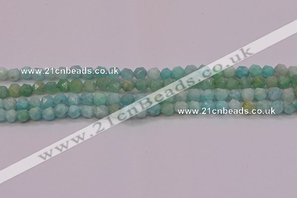 CAM1621 15.5 inches 6mm faceted nuggets amazonite gemstone beads