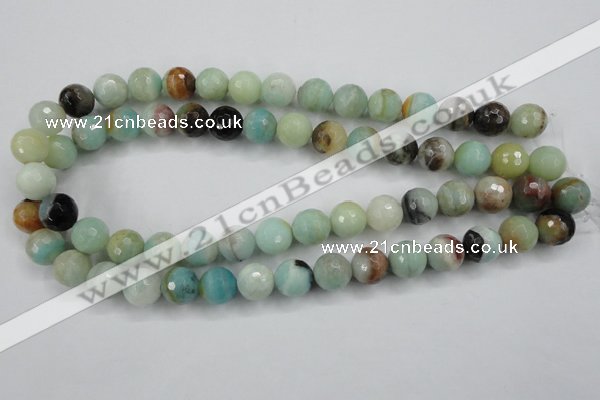 CAM164 15.5 inches 12mm faceted round amazonite gemstone beads