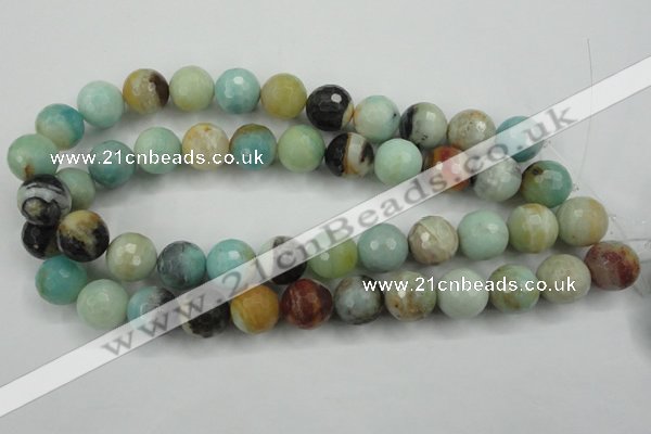 CAM165 15.5 inches 14mm faceted round amazonite gemstone beads