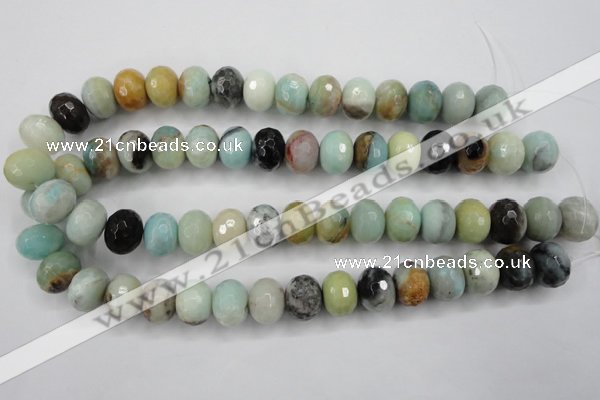 CAM174 15.5 inches 12*16mm faceted rondelle amazonite gemstone beads