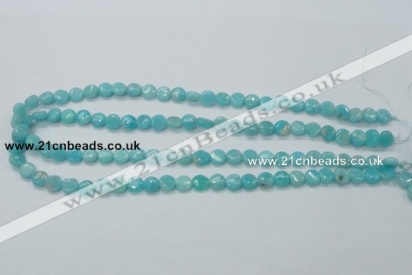 CAM300 15.5 inches 8mm flat round natural peru amazonite beads