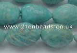 CAM341 15.5 inches 12*16mm faceted nuggets natural peru amazonite beads