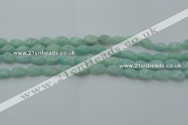 CAM361 15.5 inches 7*14mm twisted rice amazonite gemstone beads