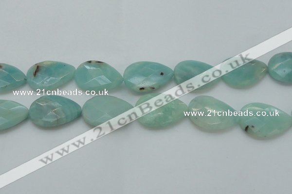 CAM365 15.5 inches 22*30mm faceted flat teardrop amazonite beads