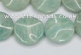 CAM412 15.5 inches 20mm wavy coin natural russian amazonite beads