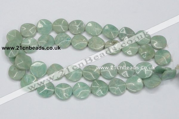 CAM412 15.5 inches 20mm wavy coin natural russian amazonite beads