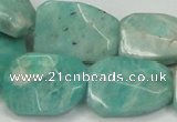 CAM413 18*25mm faceted & twisted rectangle natural russian amazonite beads