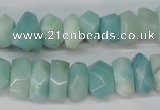 CAM611 15.5 inches 6*14mm faceted nugget Chinese amazonite beads