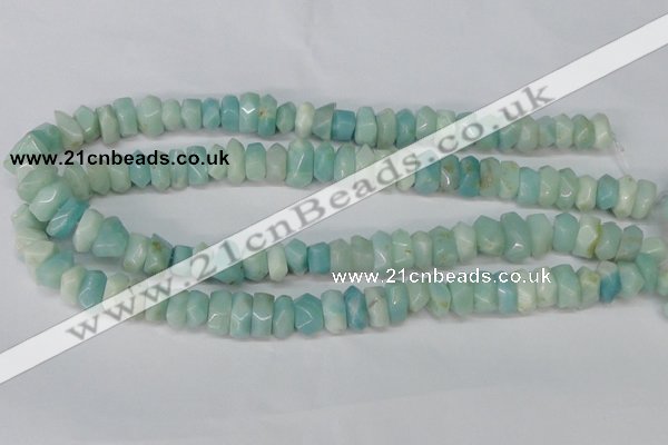 CAM611 15.5 inches 6*14mm faceted nugget Chinese amazonite beads