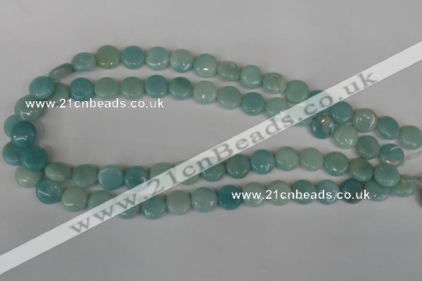 CAM619 15.5 inches 12mm flat round Chinese amazonite gemstone beads