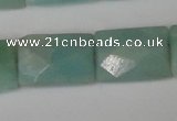 CAM633 15.5 inches 10*14mm faceted rectangle Chinese amazonite beads