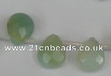 CAM634 Top-drilled 8*10mm faceted flat teardrop Chinese amazonite beads