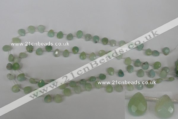 CAM634 Top-drilled 8*10mm faceted flat teardrop Chinese amazonite beads