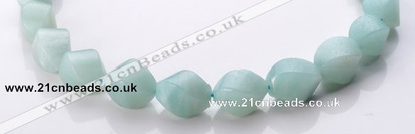 CAM88 15*20mm natural amazonite twisted pebble beads Wholesale