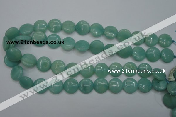 CAM917 15.5 inches 16mm flat round amazonite gemstone beads wholesale