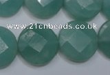 CAM945 15.5 inches 20mm faceted coin amazonite gemstone beads