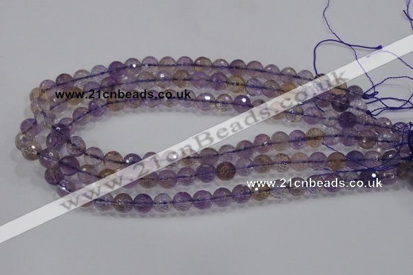 CAN10 15.5 inches 10mm faceted round natural ametrine gemstone beads