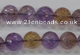 CAN12 15.5 inches 14mm faceted round natural ametrine gemstone beads