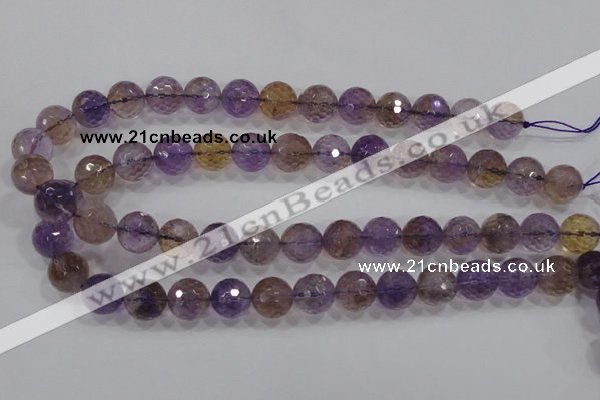 CAN12 15.5 inches 14mm faceted round natural ametrine gemstone beads