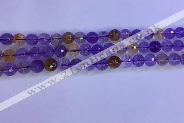 CAN225 15.5 inches 7mm faceted round ametrine beads wholesale