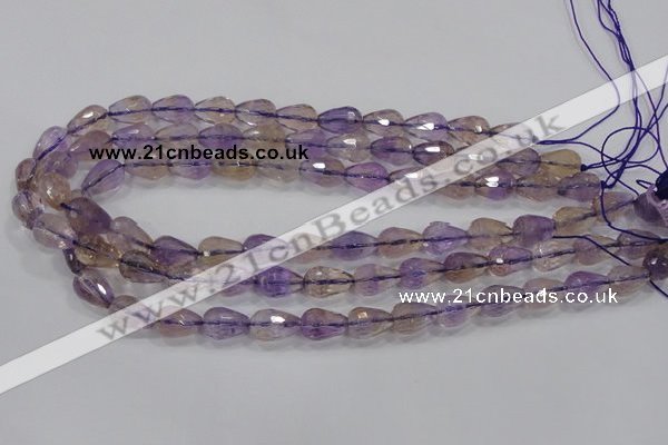 CAN23 15.5 inches 10*14mm faceted teardrop natural ametrine beads