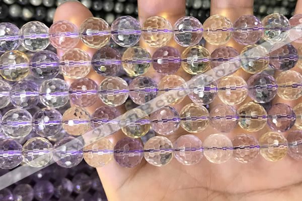 CAN230 15.5 inches 10mm faceted round ametrine gemstone beads