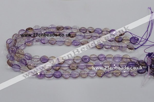 CAN41 15.5 inches 12mm flat round natural ametrine gemstone beads