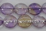 CAN43 15.5 inches 16mm flat round natural ametrine gemstone beads